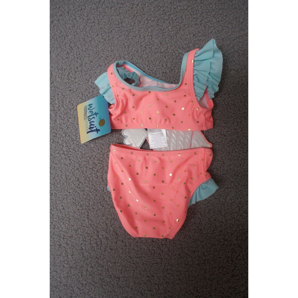 wetsuit‎ club Baby Girl Swimsuit Pink Beach Bathing Suit one piece ruffle 3M NEW - Picture 2 of 3